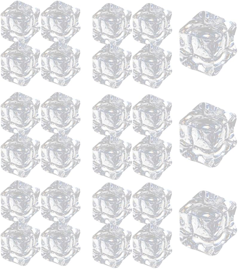 50Pcs Clear Acrylic Ice Cubes Reusable for Photography Props Table Decoration Fish Tank Food Display - Image 1